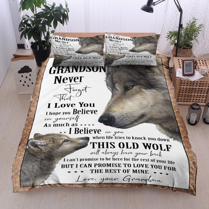 Wolf To My Grandson Never Forget Love Grandma CL11120116MDB Bedding Sets