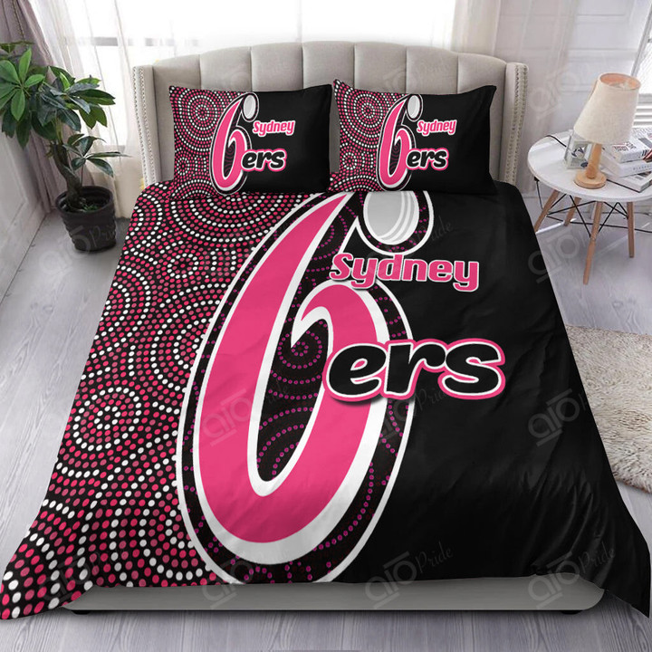 sydney-sixers-bedding-set-cricket-aboriginal-dot-patterns