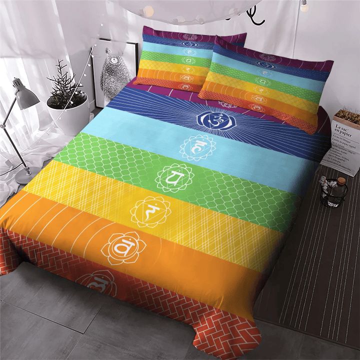 Yoga Bedding set, Chakra Queen Size Bedding Set, Fractal King Size Bedding Set, Yoga Chakras Bedding Set, Gifts for Yoga