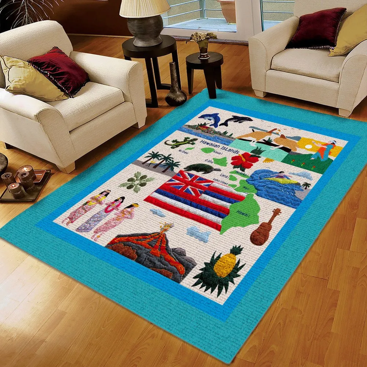 Hawaiian Bird Rug, Hawaiian Hula Dance Area Rug, Hawaiian Printing Floor Mat Carpet, Hawaiian Owl Rug, Hawaiian Rug, Gifts for Hawaiian