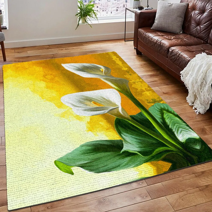 Ac Style Lily Shark Area Rug, Lily Printing Floor Mat Carpet, Arum Lily Rug, Gifts for Lily