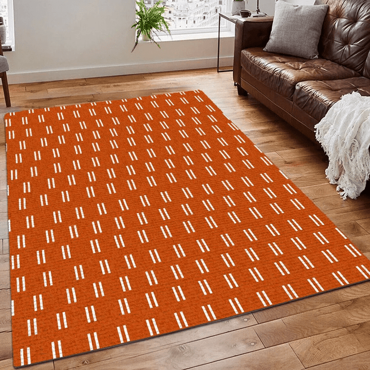 Orange Rug, Orange  Printing Floor Mat Carpet, Icon Inside Orange Circle Area Rug, Double Dash Orange Rug, Gifts for Orange