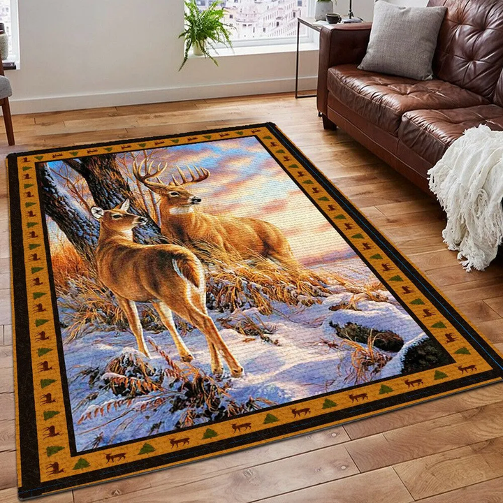 Deer Printing Floor Mat Carpet, Deer Lover Area Rug, Dear Deer Stag Head Rug, Christmas Deer Printing Floor Mat Carpet, Deer Rug, Gifts for Deer