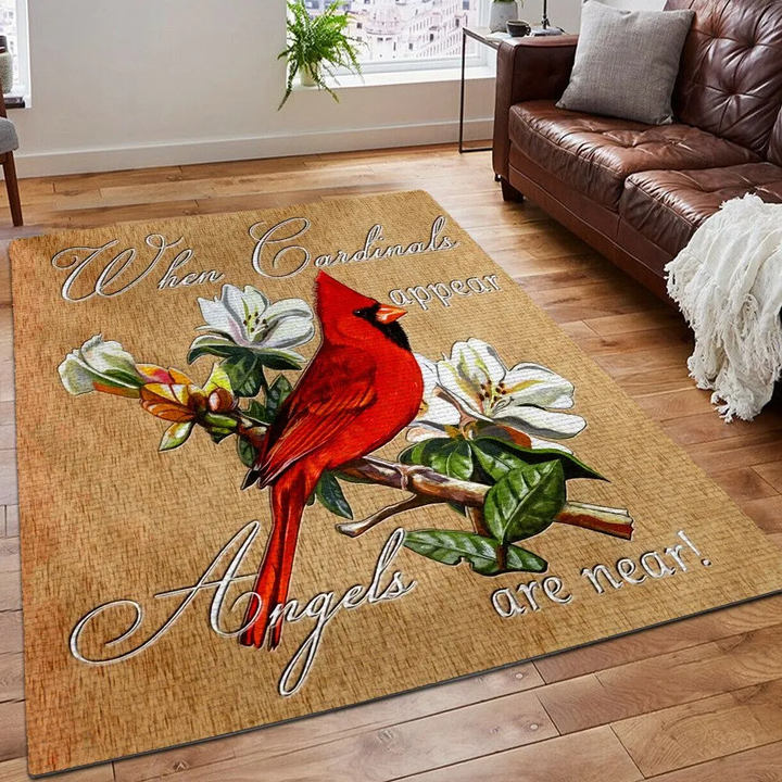 Cardinals 3d Area Rug, Red Printing Floor Mat Carpet, Cardinal Good Rug, Red Cardinal Rug, Gifts for Red