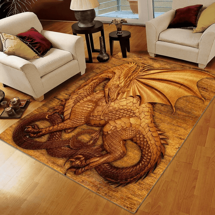 Police Heart Dragon Printing Floor Mat Carpet, Bearded Dragon Rug, Dragon Area Rug, Dragon Rug, Gifts for Dragon