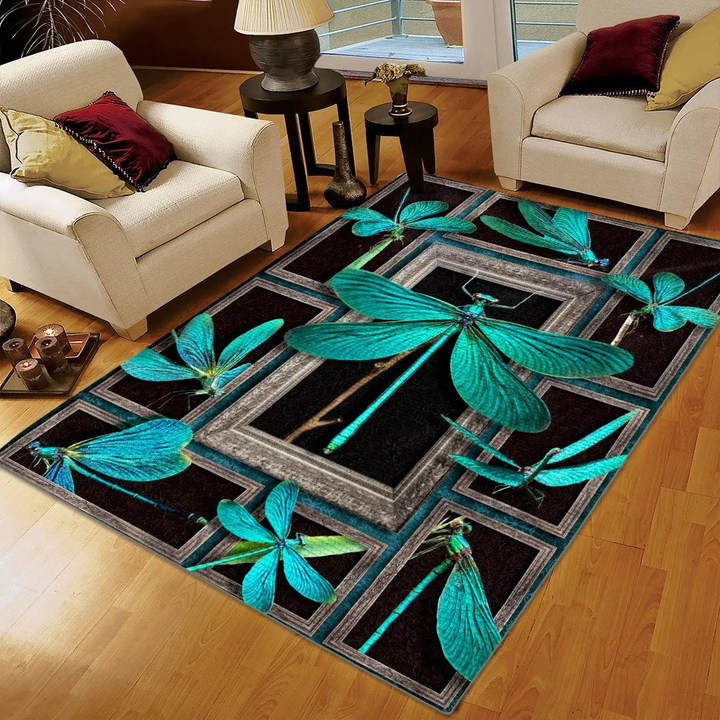 Dragonfly Area Rug, Dragonfly Green Rug, Gifts for Dragonfly