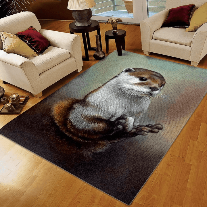 Otter Printing Floor Mat Carpet, Sea Otter Printing Floor Mat Carpet, Funny Otter Cool Area Rug, Otter Lover Rug, Otter Rug, Gifts for Otter
