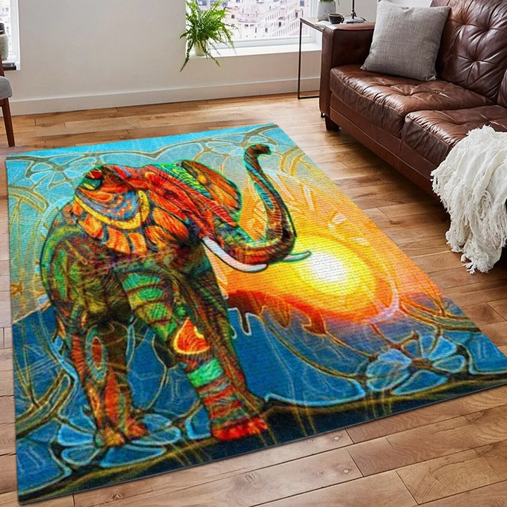 Elephant Area Rug, Pattern Area Rug, African Elephant Silhouette(s) Printing Floor Mat Carpet, Elaphant Rug, Elephant Rug, Gifts for Elephant