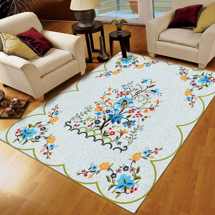 Flower Girl Printing Floor Mat Carpet, Flower Rug, Trees Area Rug, Flower Tree Rug, Gifts for Trees