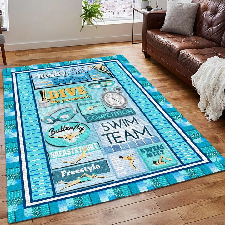 Swim Printing Floor Mat Carpet, Swimming Rug, Gifts for Swimming