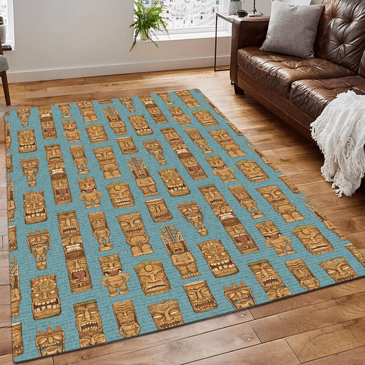 Tiki Area Rug, Merscouts Printing Floor Mat Carpet, Tiki Time Rug, Tiki Rug, Gifts for Tiki