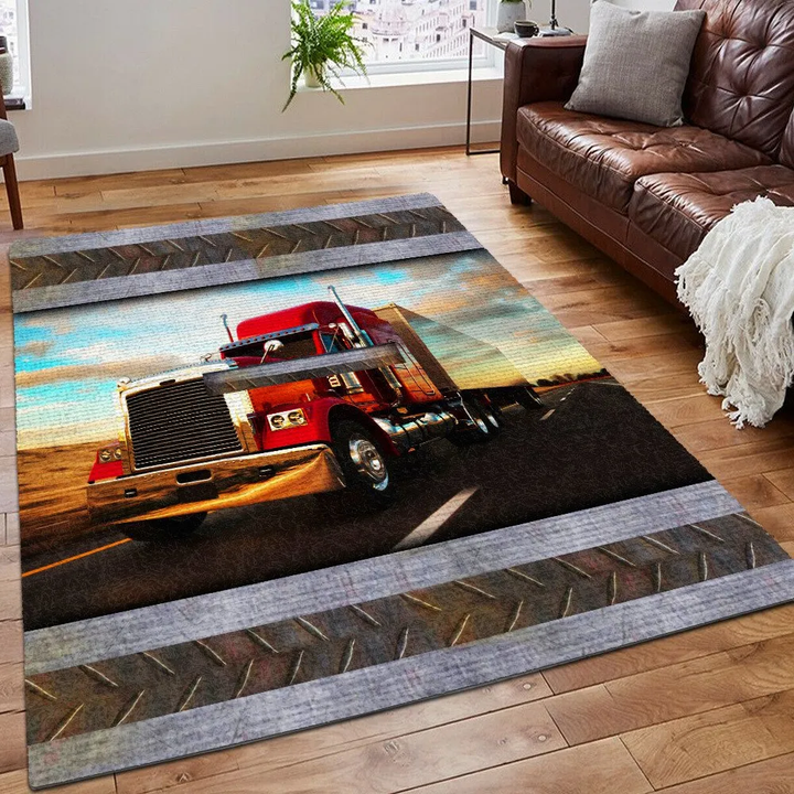 Red Printing Floor Mat Carpet, Love American Trucker Area Rug, Red Panda Rug, Red Trucker Rug, Gifts for Red