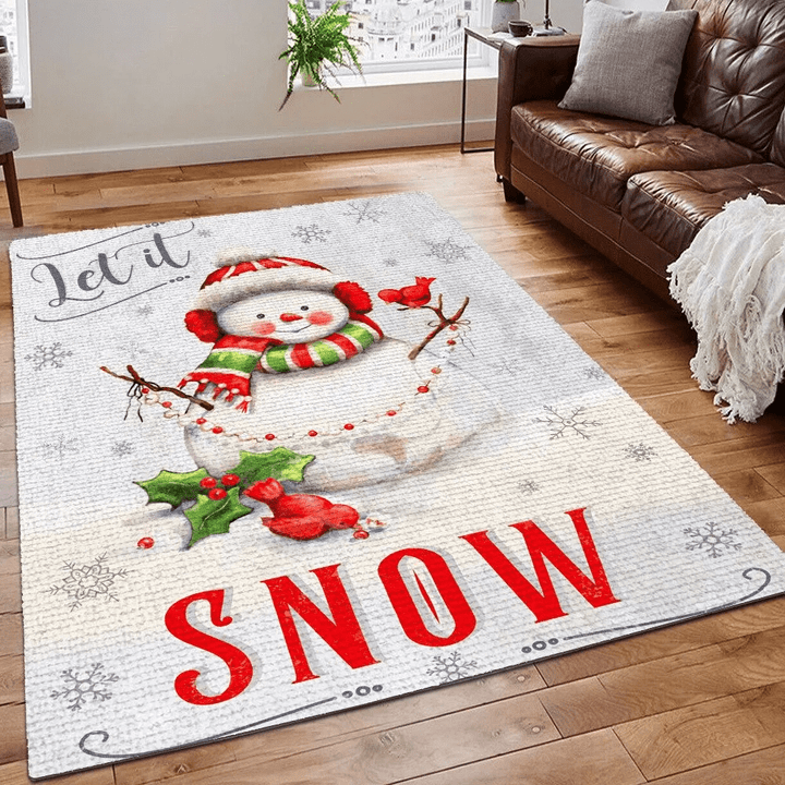 Snowman Printing Floor Mat Carpet, Chirstmas Snowman Rug, Christmas Area Rug, Snowman Snow Rug, Gifts for Snowman