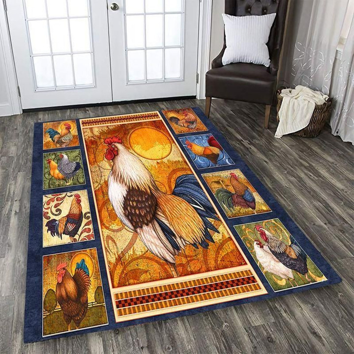 Beautiful Chicken Rooster Rectangle Rug