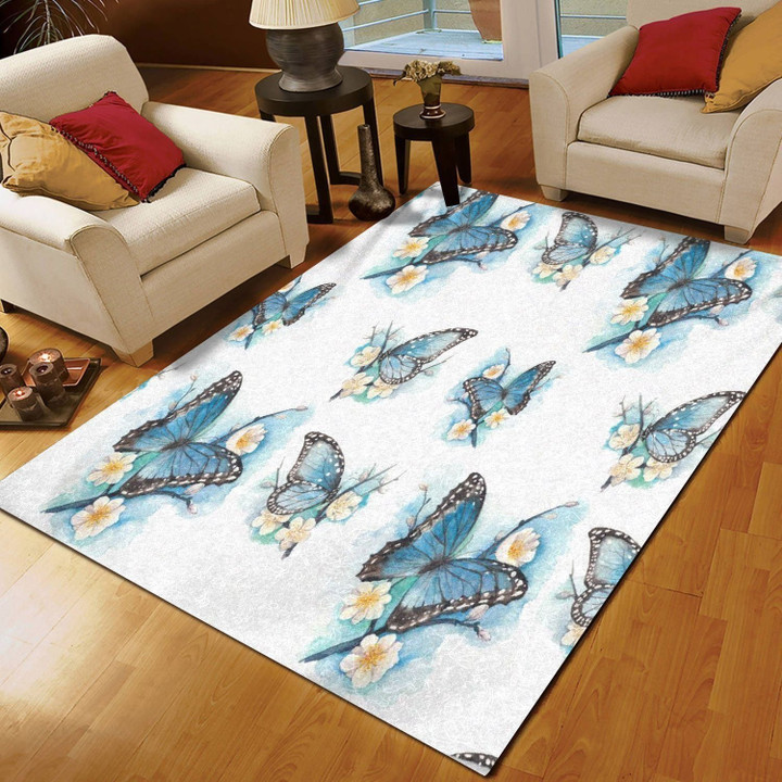 Blossom Blue Butterfly Rug