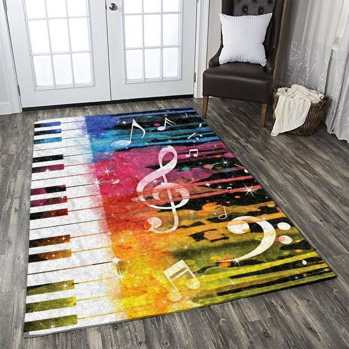 Colorful Piano And Music Rug