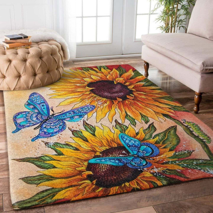 Butterfly And Sunflower Rug
