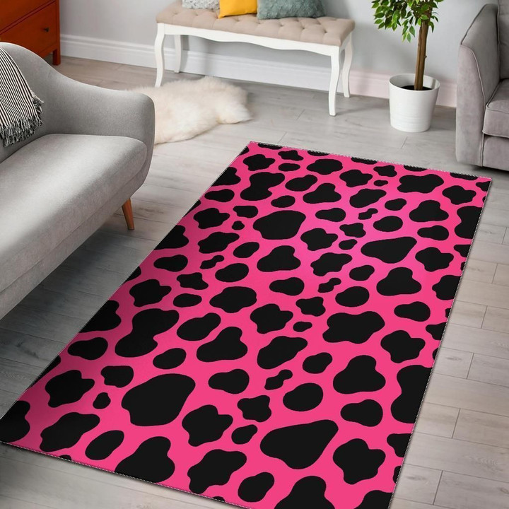 Black And Hot Pink Cow Rug