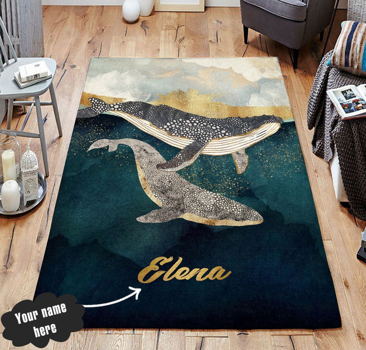 Whale Personalized Name LML280511DT Rug