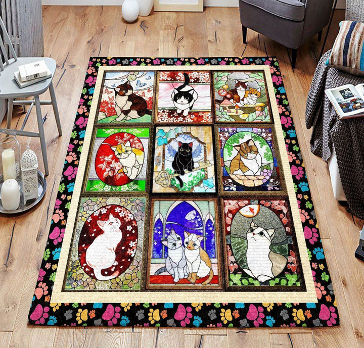 Stained Glass Cats Rug