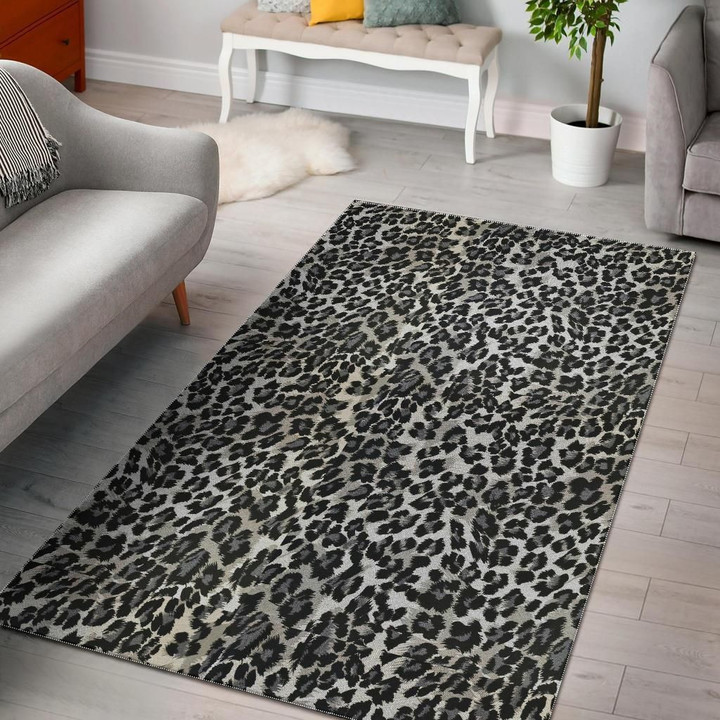 Gray Cheetah Leopard Pattern Print Area Rug