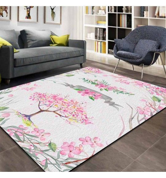 Gray Pink Trees Rug