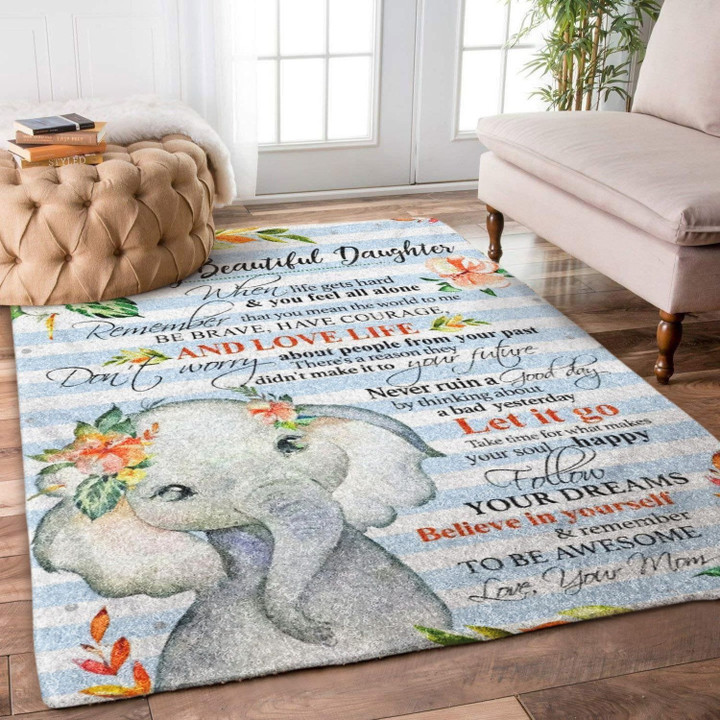 To My Beautiful Daughter Elephant Rug