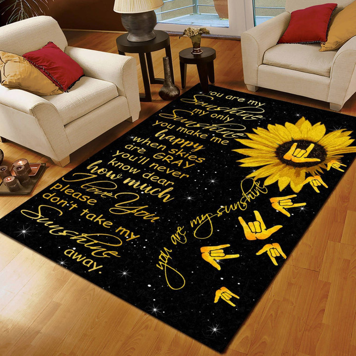 Sunflower You Are My Sunshine American Sign Language Asl Rug