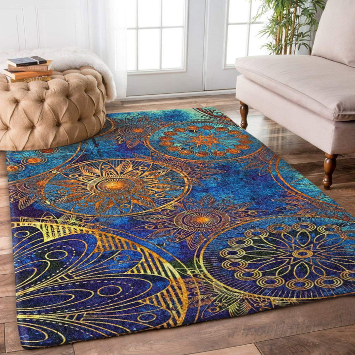 Zentangle Blue And Gold Rug