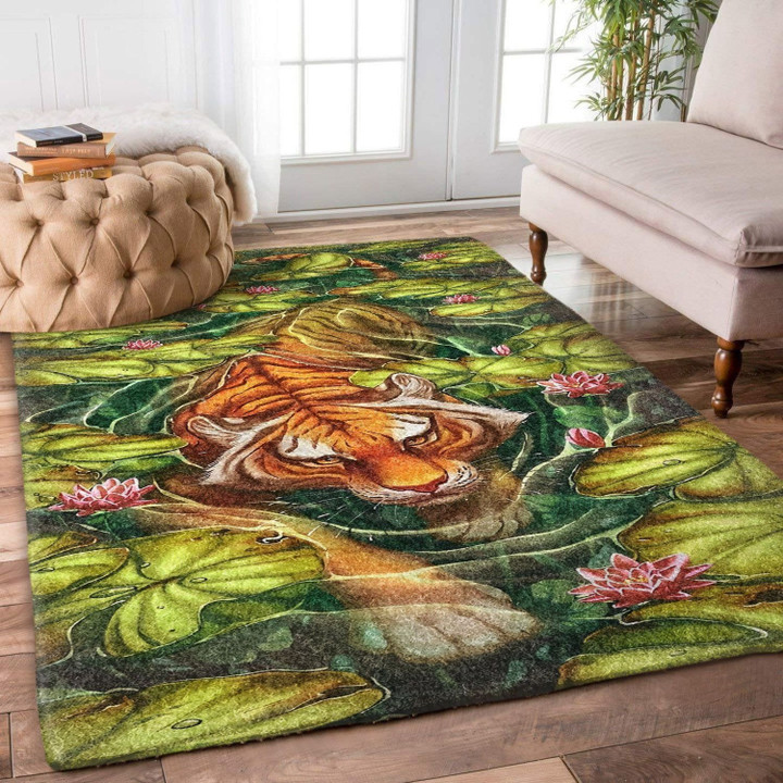 Tiger In The Lily Rug
