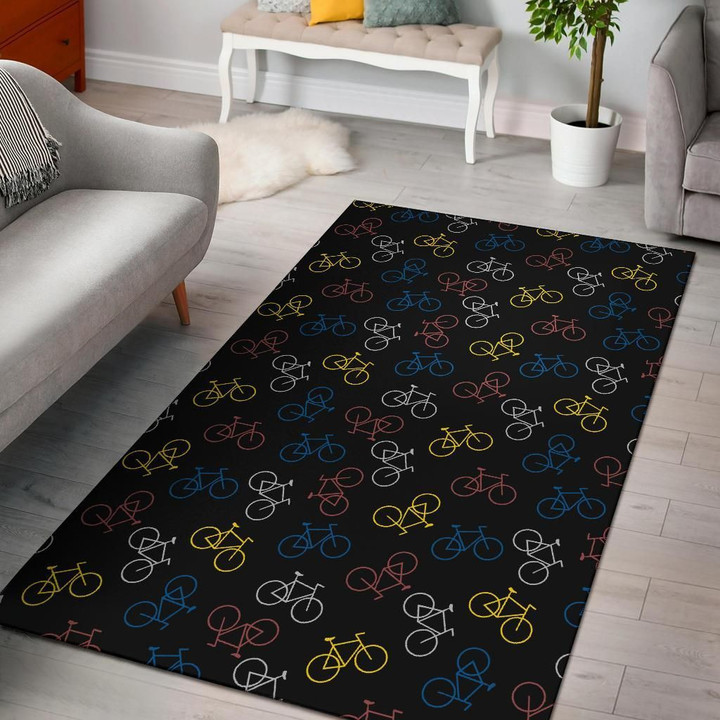 Bicycle Pattern Print Design Area Rug