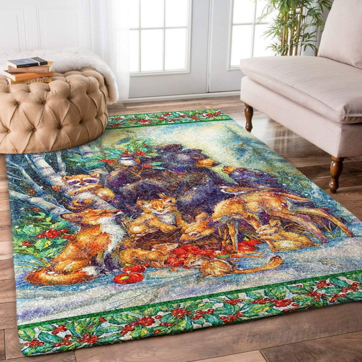 Animals Christmas In Jungle Rug