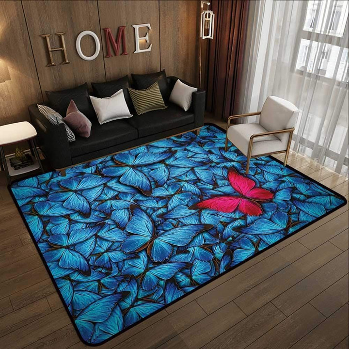 Colorful Butterflies Tropical Rug