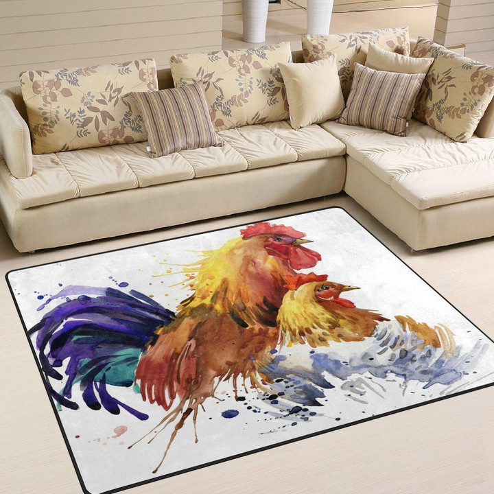 Oil Painting Rooster Rug