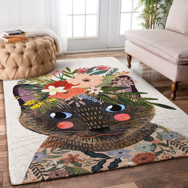 Cat And Flower Rug