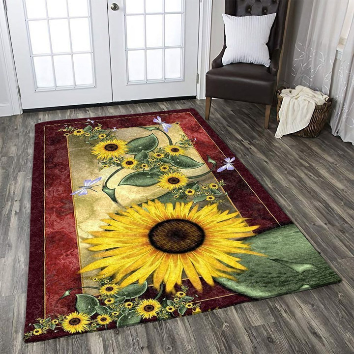 Sunflower And Butterfly In Garden Rug