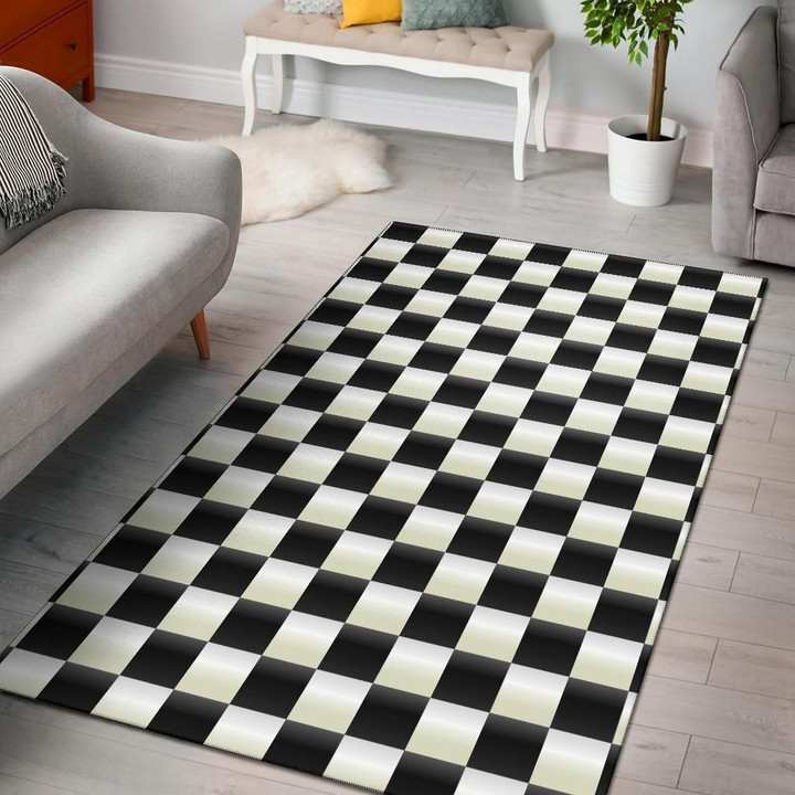 Checkered Flag Print Pattern Area Rug