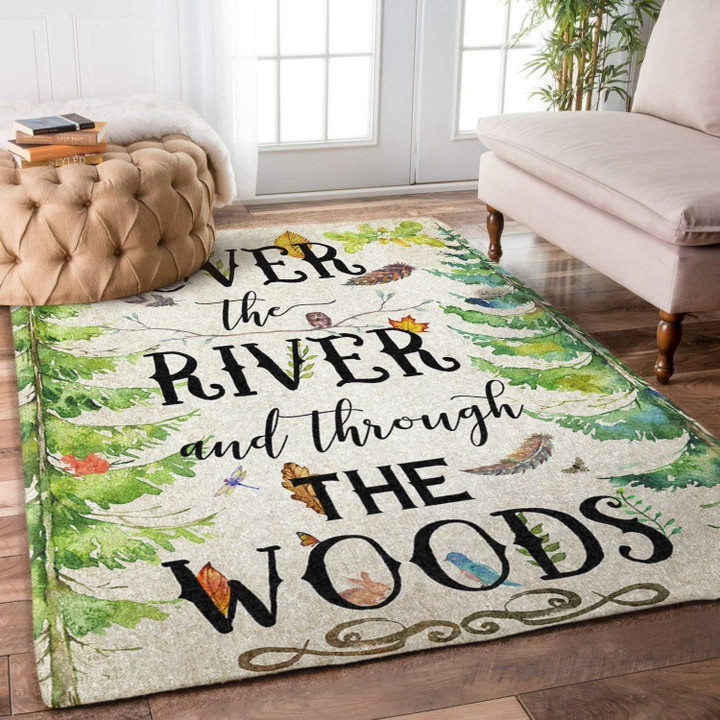 Over The River And Through The Woods Woodland Feathers Owl Dragonfly Rug