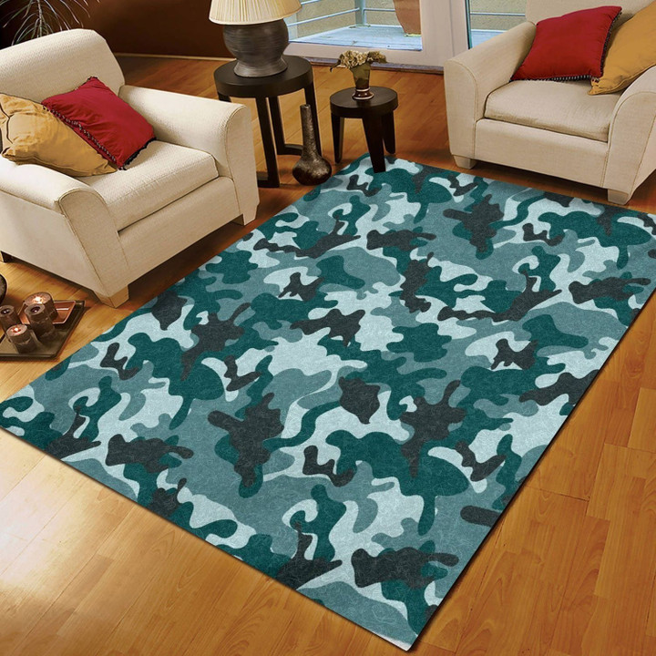Forest Green Camouflage Rug