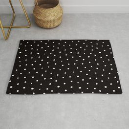 Minimal Small White Polka Dots On Black Mixmatch With Simplicty Of Life Rug