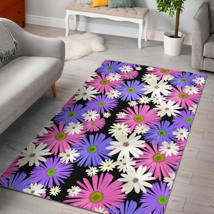 Colorful Daisy Pattern Print Area Rug