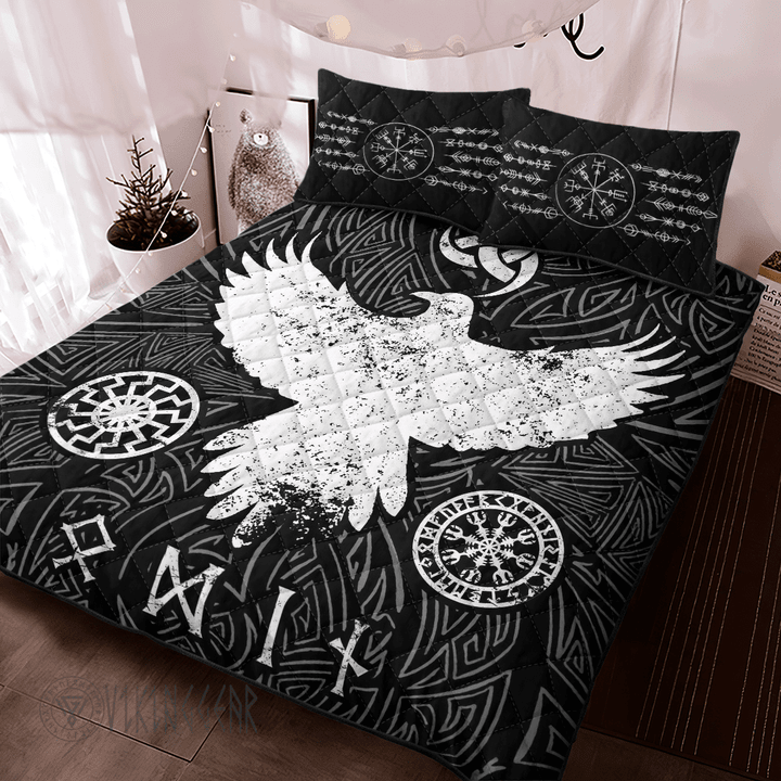 Raven Vegvisir - Viking Quilt Bedding Set