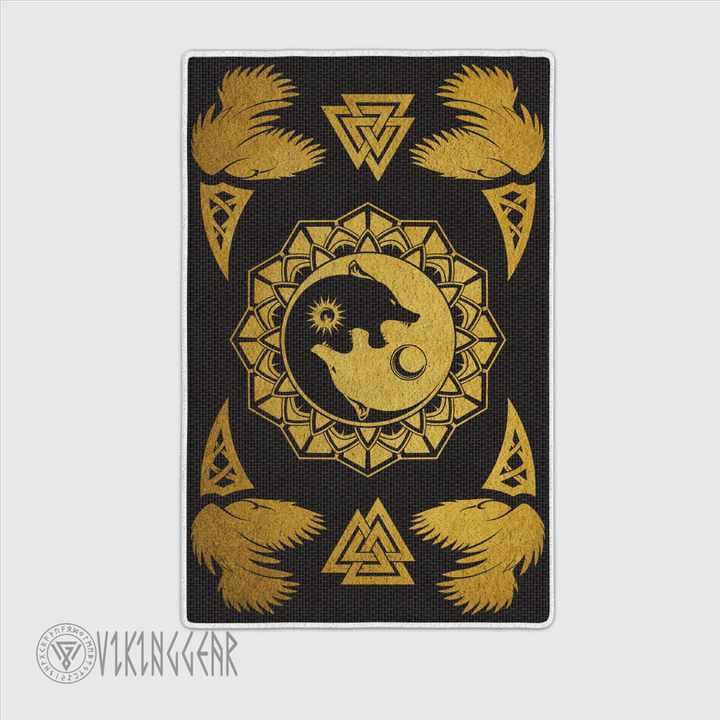 Raven And Ying Yan Wolf - Viking Area Rug
