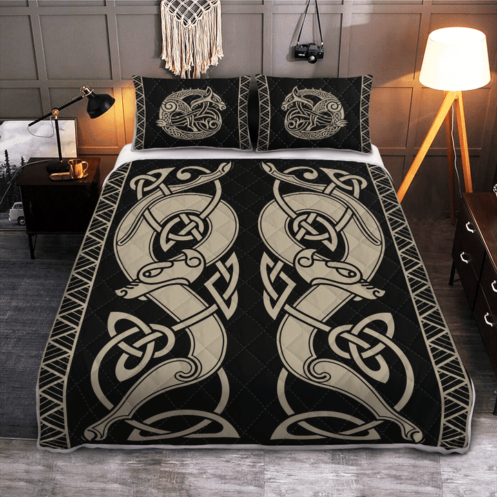 The Sons of Fenrir Skoll and Hati - Viking Quilt Bedding Set