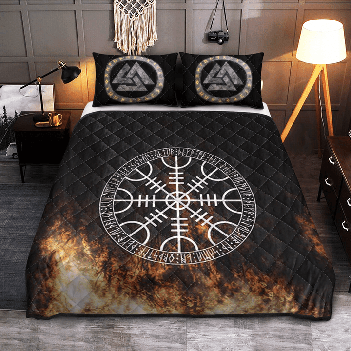 Vegvisir On Fire - Viking Quilt Bedding Set