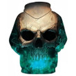 3D Effect Skull Print Pullover Hoodie Green HC0604