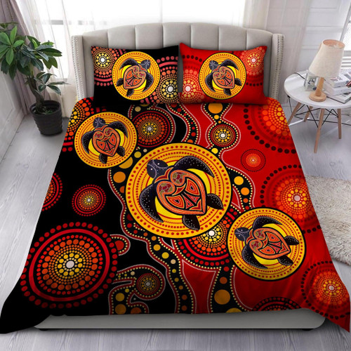 Aboriginal Bedding Set, Australia Indigenous Turtles Painting Art Bedding Set TR2006203-HC
