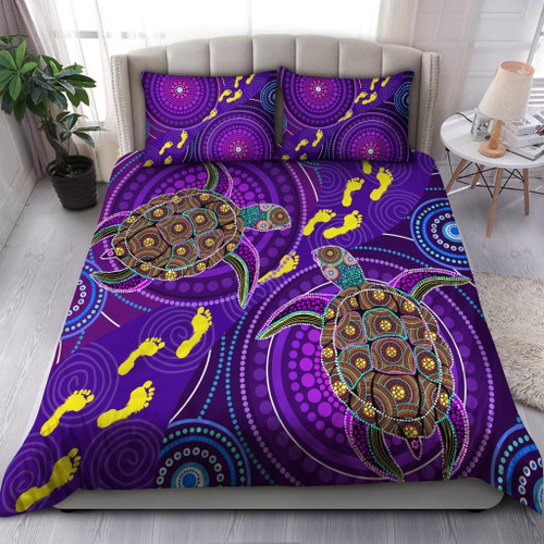 Aboriginal Purple Turtles Bedding Set, Australia Indigenous Painting Art Bedding Set tr1707201-HC