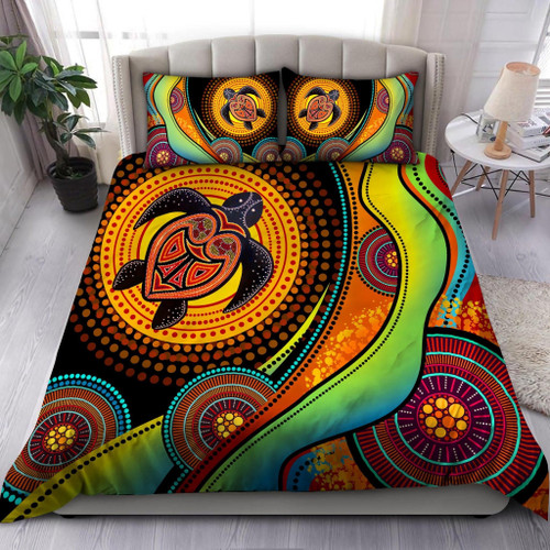 Aboriginal Bedding Set, Australia Turtles Painting Art Bedding Set TR2006204-HC