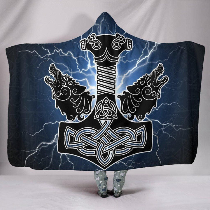 Viking Hooded Blanket - Thor's Hammer Mjollnir PL098